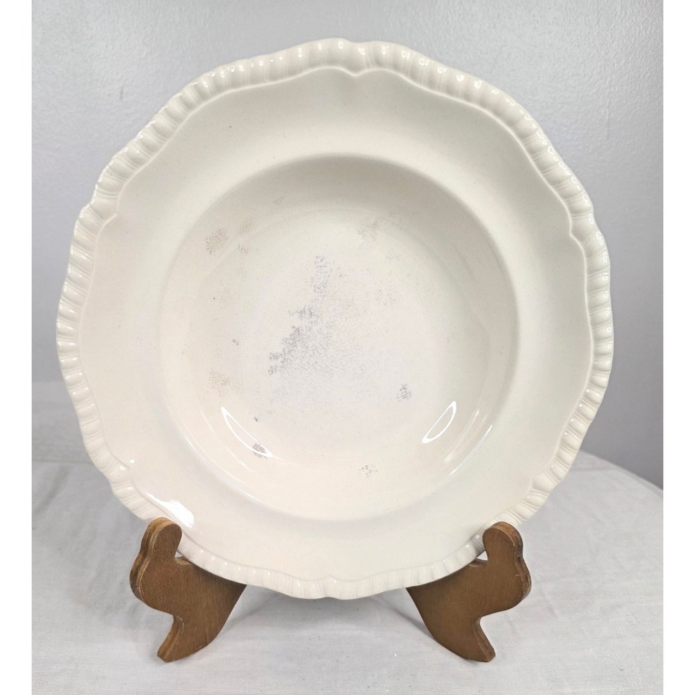 Vintage Copeland Spode England Scalloped Soup Bowl Creamware Gadroon Rim 9.25in